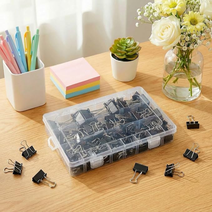 180 Pcs Binder Clips Assorted Sizes, 4 Sizes Cute Binder Clips Large Medium - Image 2
