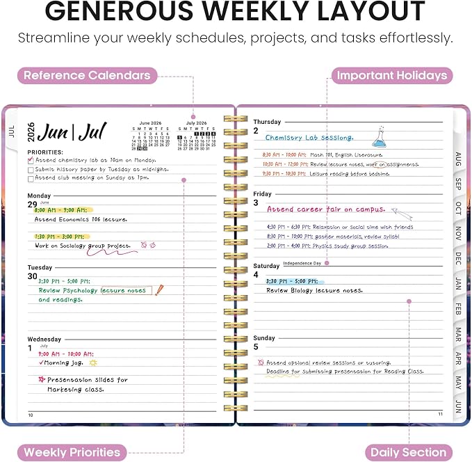 Planner 2026-2027, Academic Year Weekly and Monthly Calender Planner, from Jul - Image 3