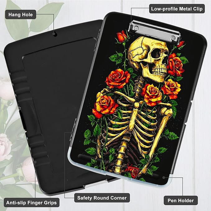 Skull Red Rose A4 Clipboard - Image 5
