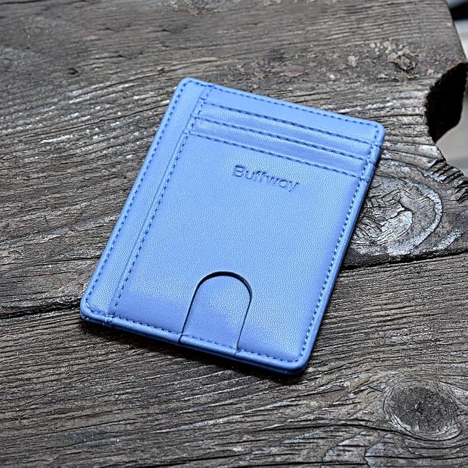 Buffway Slim Minimalist Front Pocket RFID Blocking Leather Wallets - Image 4