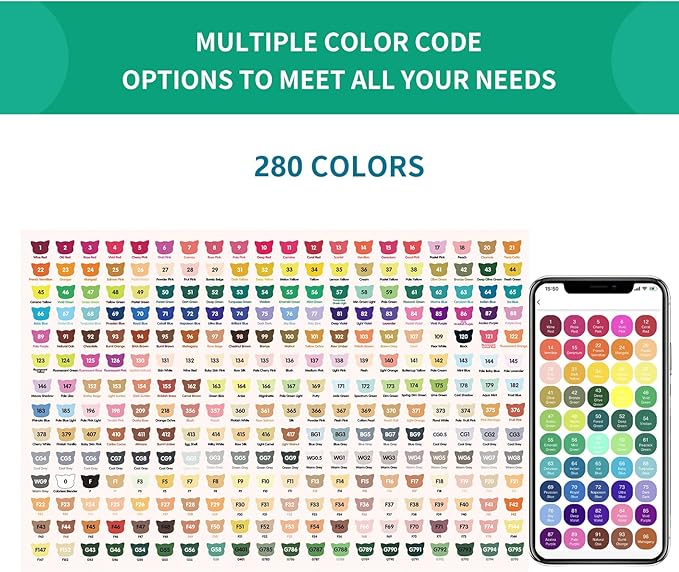 280 Colors Alcohol Markers with Free App, Dual Tip Art Markers with Kickstand Case for Artists Adults and Kids,Alcohol Based Marker for Coloring Painting Sketching and Drawing, Great Gift-DeskLoop Office