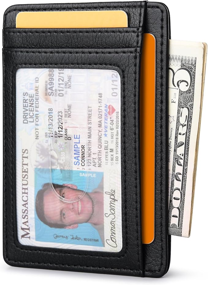 Buffway Slim Minimalist Front Pocket RFID Blocking Leather Wallets - Image 2