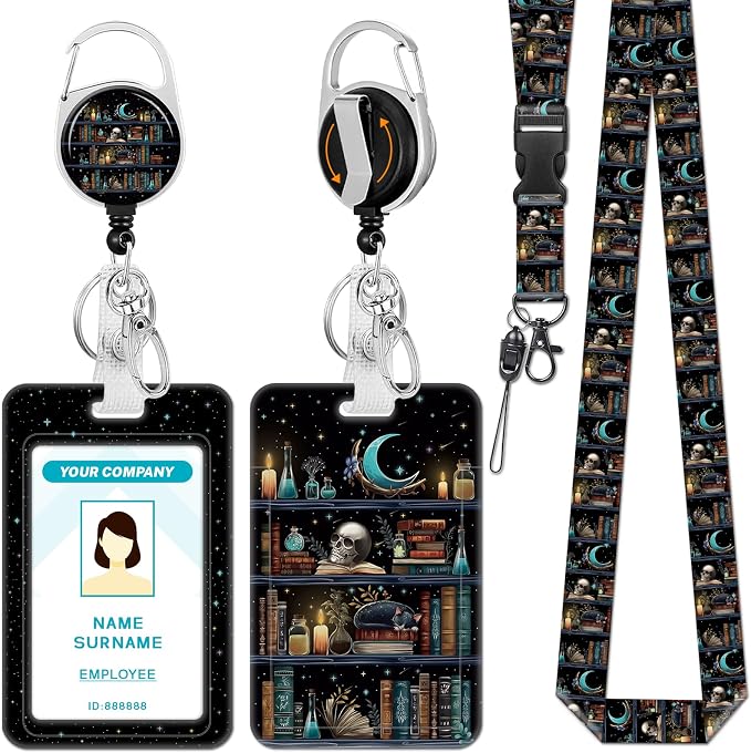 Hancynir Skull Black Cat Bookshelf Lanyards by Hancynir