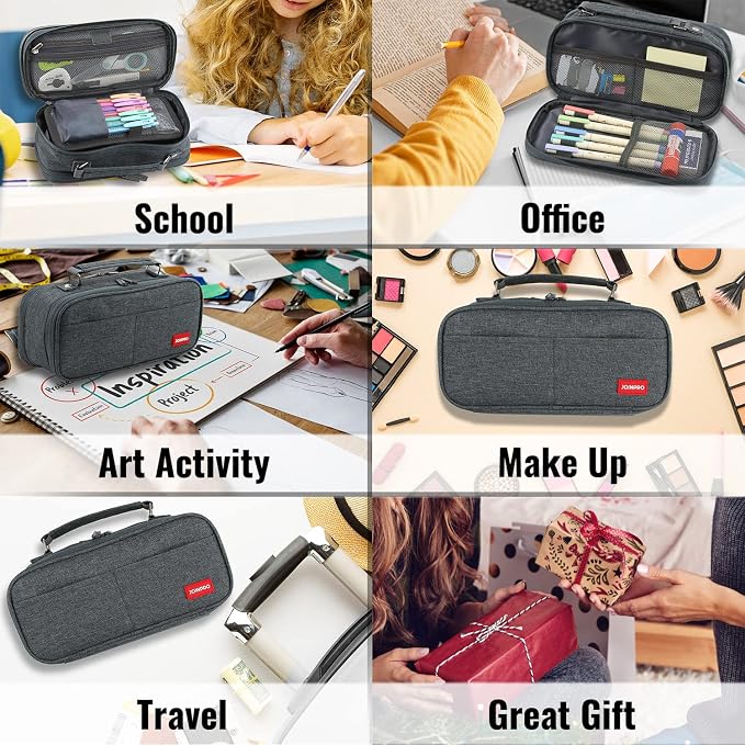 JOINPRO Pencil Case, Large Capacity Pencil Case Organizer; Double Zipper - Image 7