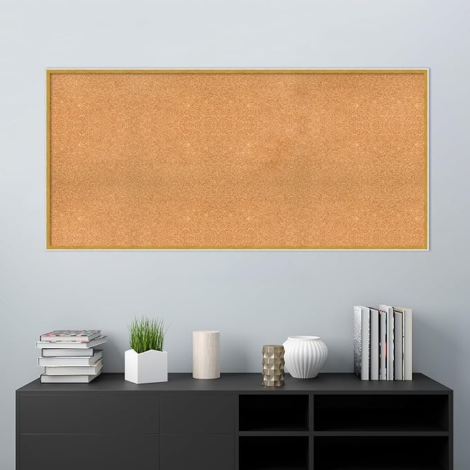 Amanti Art Natural Cork Board for Wall, 29x61 Vision Board with White Frame, Oversize Corkboard Office Decor for Home Organization, Modern Corkboard Pinboard to Display Items for Home Organization in-DeskLoop Office