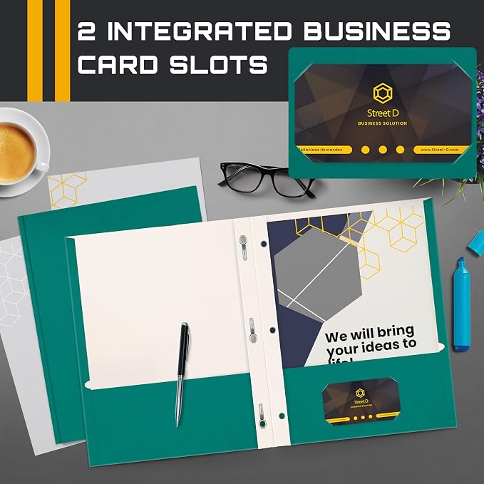 Better Office Products Teal Paper 2 Pocket Folders - Image 4