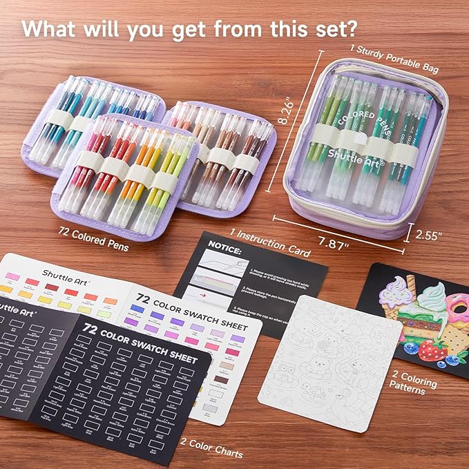 Shuttle Art Colored Pens, 72 Vibrant Colors Cute Journal Pens 0.6mm Fine Point - Image 2