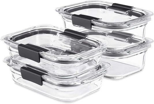 Rubbermaid Brilliance Glass Food Storage set of 4 containers 8 total pieces by Unknown