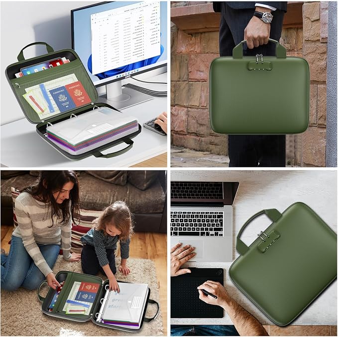 Binder Folders Organizer with 20 Pack Heavyweight Plastic Pockets, Fireproof - Image 9