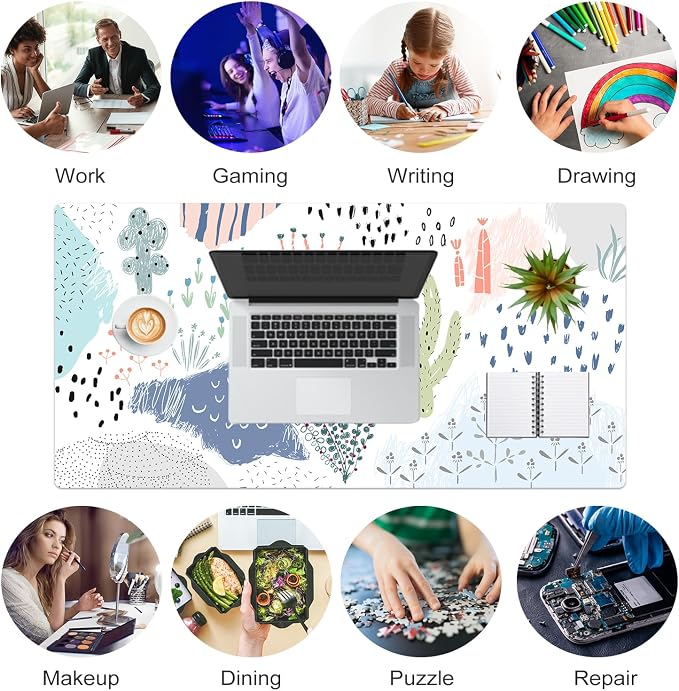 Colorful Star Large Mouse Pad, Waterproof PU Leather Abstract Desk Mat - Image 6