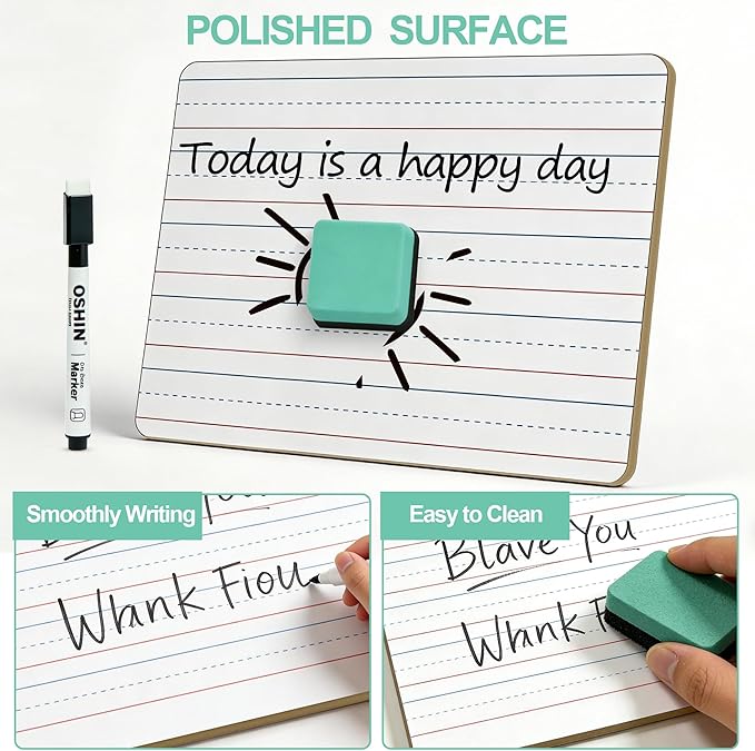 30 Pack Small White Boards, Teacher School, Include 30 Markers, 30 Erasers - Image 5