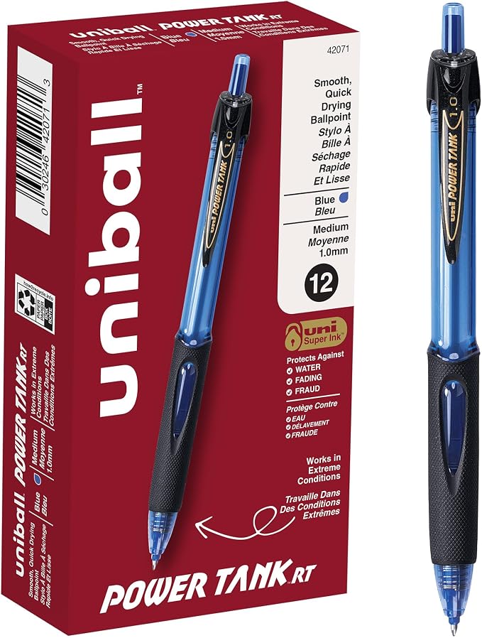 uniball Power Tank RT Ballpoint Pens, Medium Point, 12 Pack by uni-ball
