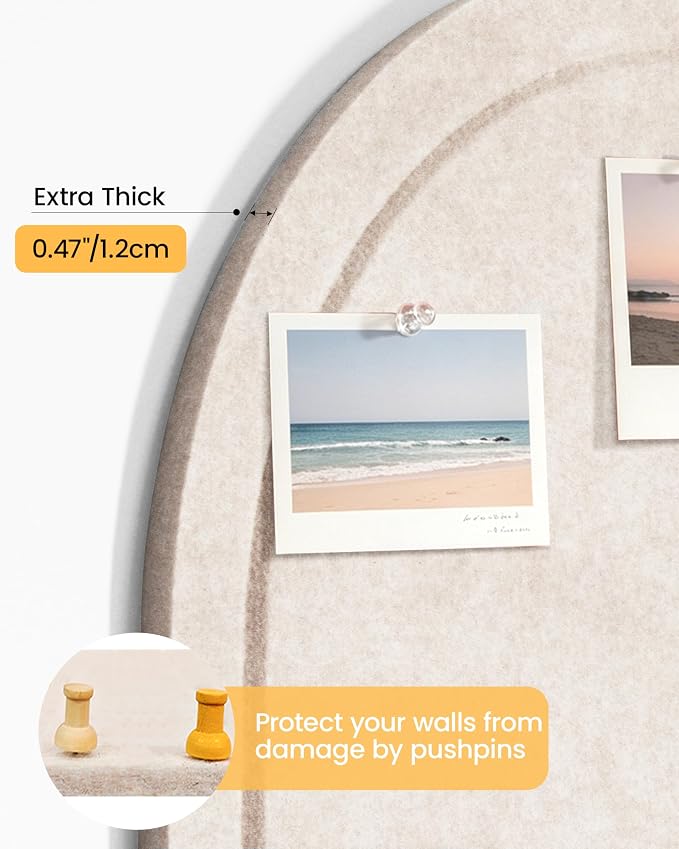 Large Arched Felt Bulletin Board 24"x16", 1/2" Thick Foldable Pin Board - Image 7