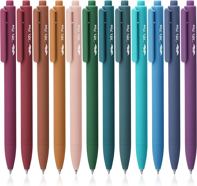 Mr. Pen- Retractable Gel Pens, 12 Pack, Dark Vintage Ink, Fine Point 0.7mm | by MrPen
