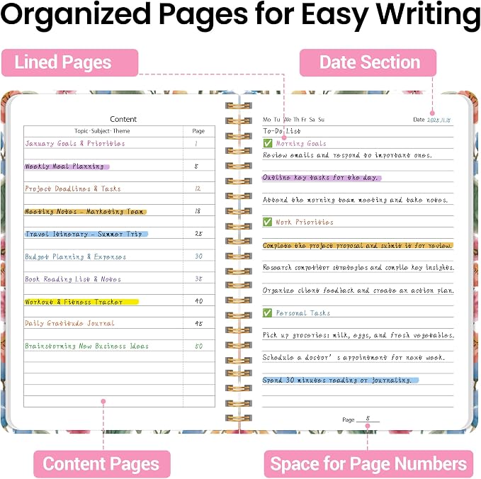 CICPAP Lined Spiral Journal Notebook, A5 College Ruled Notebook - Image 2