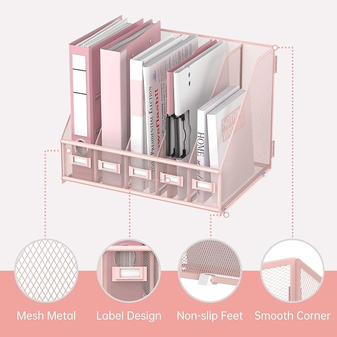 SUPEASY Desk Organizers Metal Desk Magazine File Holder - Image 4