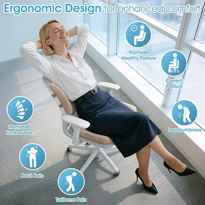 CushZone Ergonomic Seat Cushion & Lumbar Support Pillow - Image 3