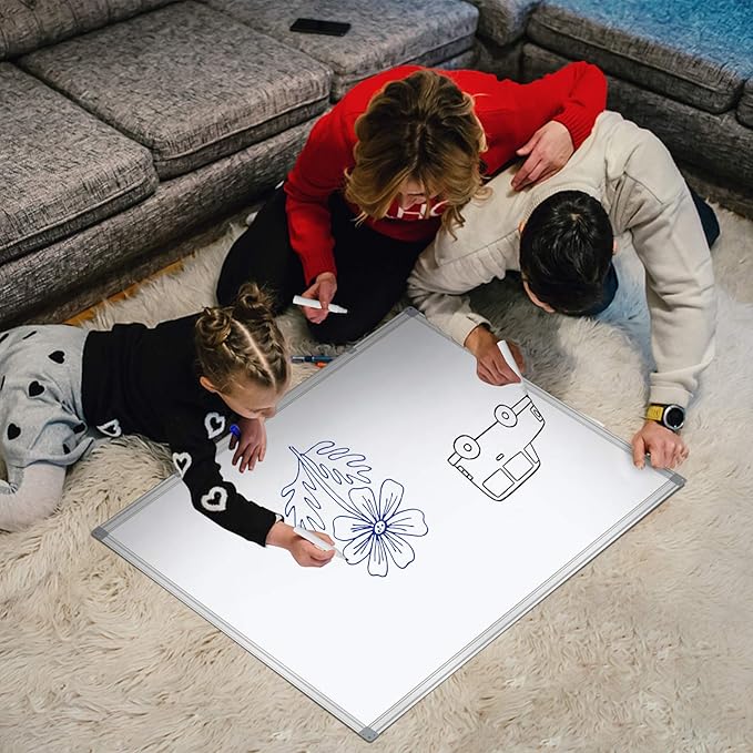 H-Qprobd 4' x 4' (2 Pack) Dry Erase Board for Wall Magnetic Presentation Whiteboard with Long Pen Tray, Wall-Mounted White Boards for Home, Office & School-DeskLoop Office