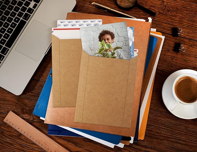 ValBox 6x8 Self Seal Photo Document Mailers 25 Pack Stay Flat Brown Cardboard - Image 4