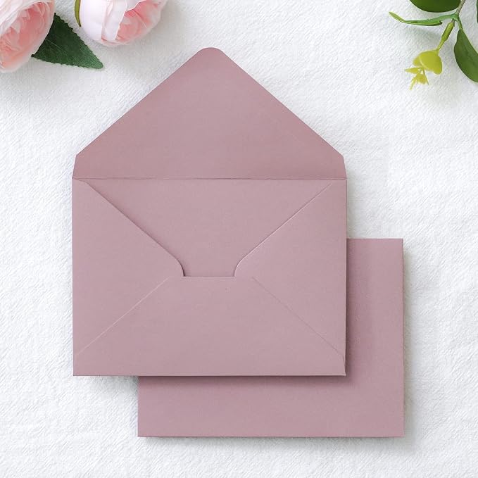 PONATIA 50 Pack A1 Envelopes, 3.63 x 5.2” Dusty Rose Envelopes Perfect by ponatia