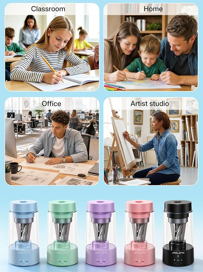 JARLINK Electric Pencil Sharpener, Fully Automatic Rechargeable Pencil Sharpener - Image 7
