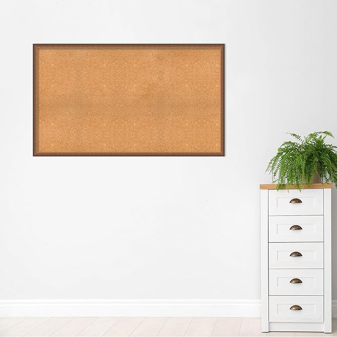 Amanti Art Natural Cork Board for Wall, 34x58 Vision Board with Bronze Frame, Oversize Corkboard Office Decor for Home Organization, Modern Corkboard Pinboard to Display Items for Home Organization-DeskLoop Office