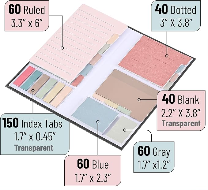 Mr. Pen- Sticky Notes Set, 410 Pack, Ruled | Dotted & Blank Notes - Image 4
