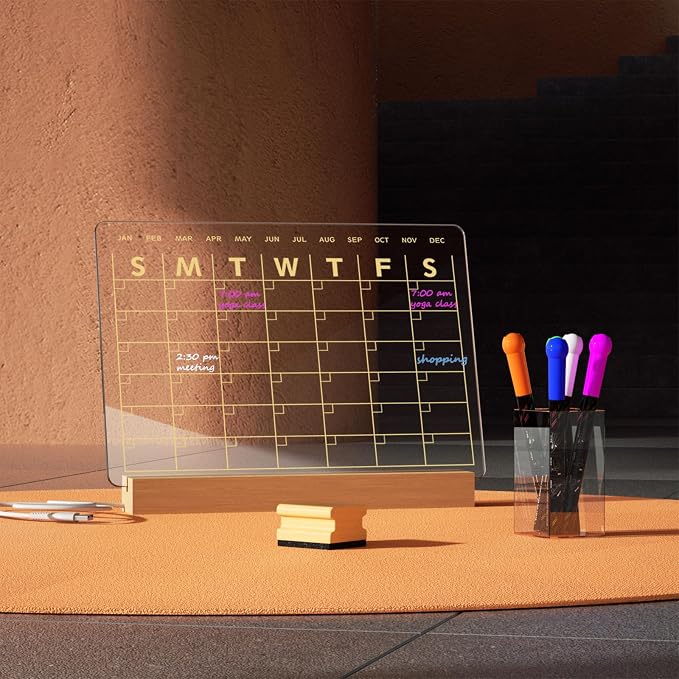 Light Up Clear Dry Erase Calendar 13 x 9 inch - Image 7