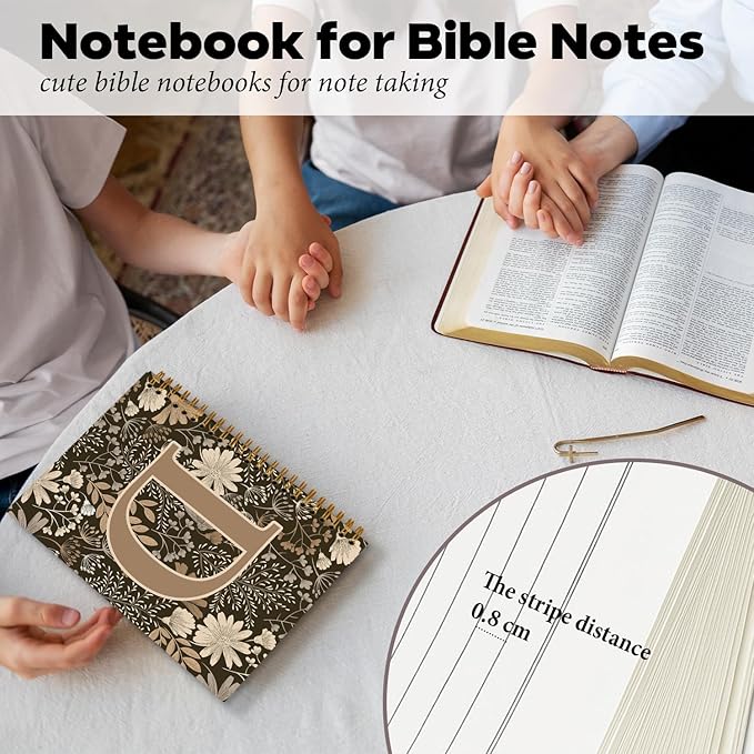 Initial D Personalized Journal Notebook, Boho Floral Journaling Notebooks for Women Girls, Costom Monogrammed Gifts for Women Mom Girls Friends, Letter Spiral Notebook, 5.5x8.3-DeskLoop Office