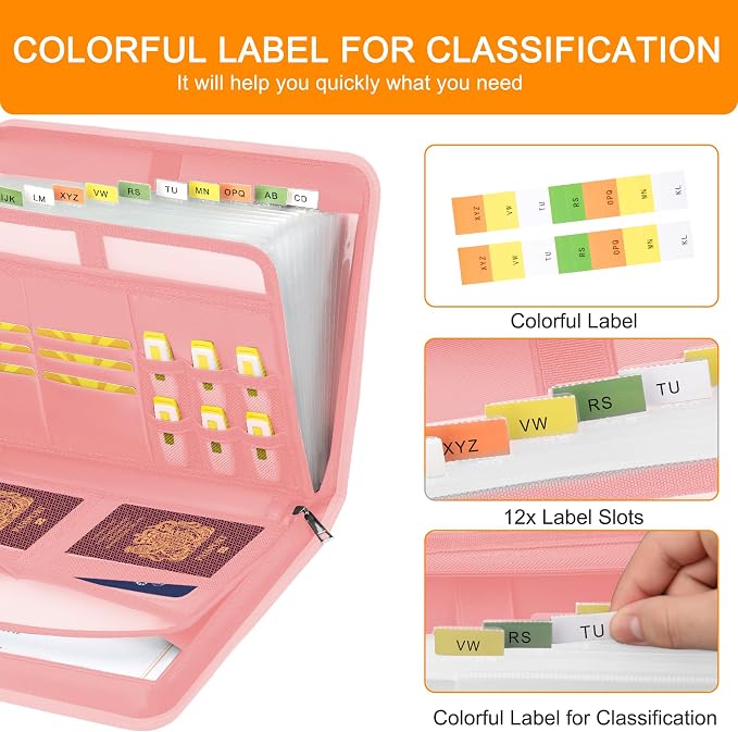 Accordion File Organizer, 13 Pockets Fireproof Expanding File Folder - Image 4
