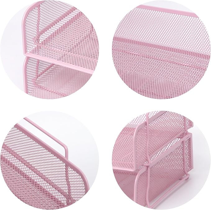 EASEPRES 2 Pack Stackable Desk Paper Tray, Metal Mesh Desktop Document Letter - Image 4