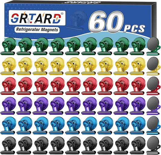 Grtard 60 Pack Magnetic Clips, Mixed Color Magnet Clips by Grtard