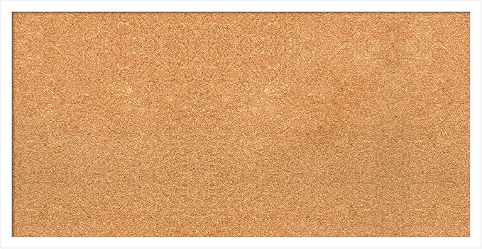 Amanti Art Natural Cork Board for Wall, 17x33 Vision Board with White Frame, Medium Corkboard Office Decor for Home Organization, Modern Corkboard Pinboard to Display Items for Home Organization in-DeskLoop Office