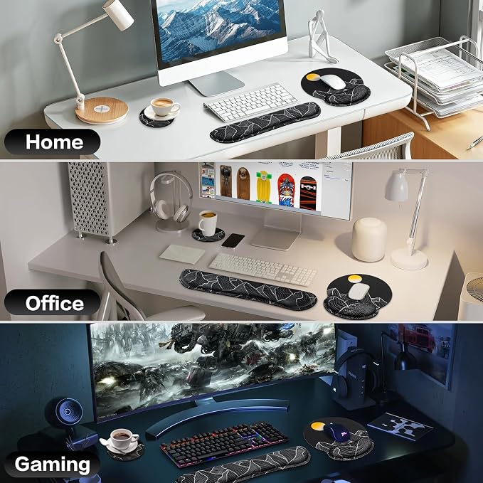 Mouse Pad Black, Ergonomic Keyboard Wrist Rest, Mouse Pad - Image 7
