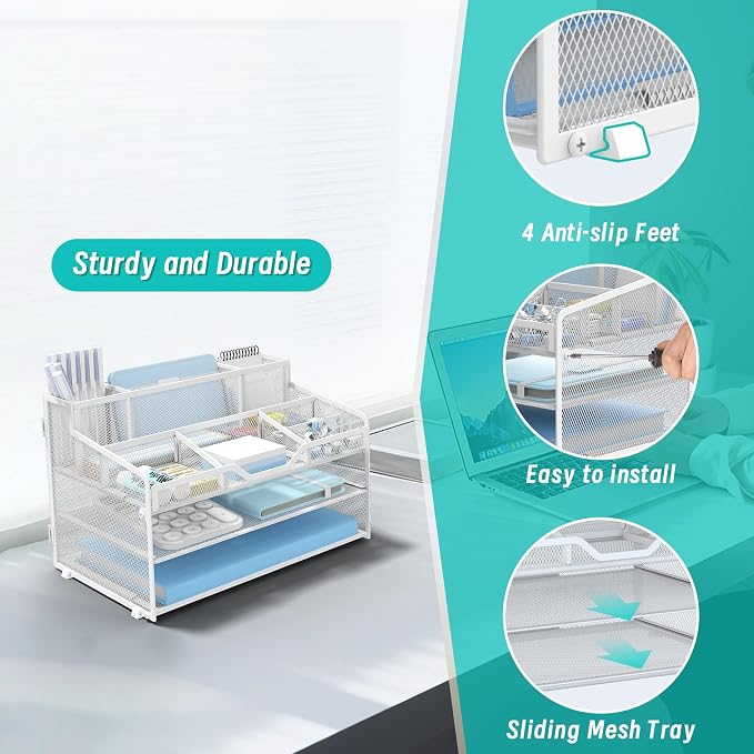 3 Tier Mesh Desk Organizer - Image 4
