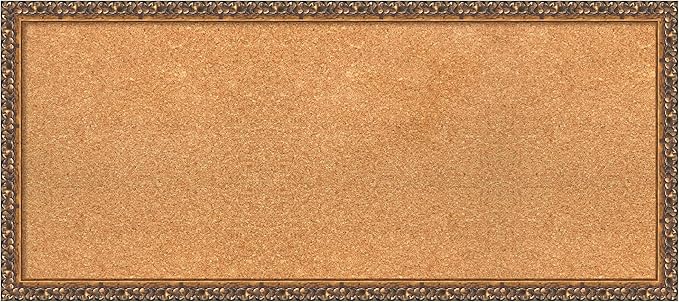 Amanti Art Natural Cork Board for Wall, 16x36 Vision Board with Bronze Frame, Medium Corkboard Office Decor for Home Organization, Traditional Corkboard Pinboard to Display Items for Home-DeskLoop Office