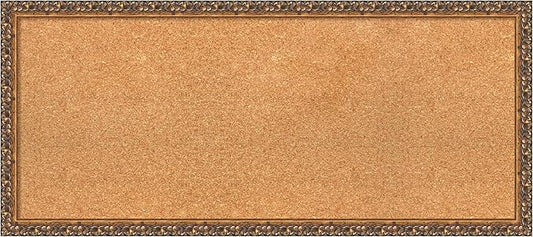 Amanti Art Natural Cork Board for Wall, 16x36 Vision Board with Bronze Frame, Medium Corkboard Office Decor for Home Organization, Traditional Corkboard Pinboard to Display Items for Home-DeskLoop Office