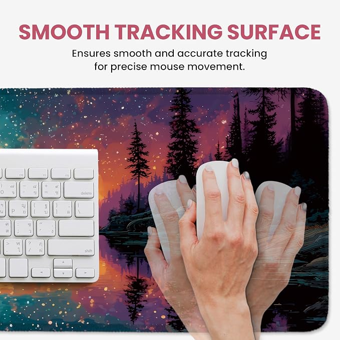 Aesthetic Desk Mat, Cute Aurora Lake Desk Pad Protector - Image 4