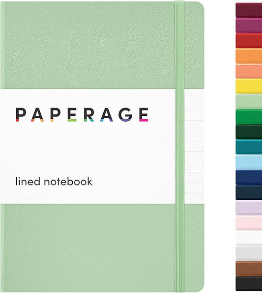PAPERAGE Lined Journal Notebook, (Sage Green), 160 Pages, Medium 5.6 in x 8 in - 100 GSM Thick Paper – Hardcover Journaling Notebook for Work, School & Note Taking-DeskLoop Office