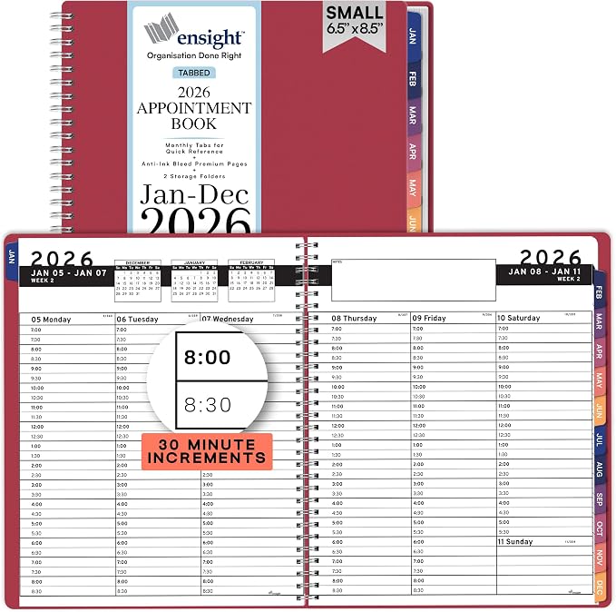 Ensight 2026 Appointment Book and Planner 6.5" x 8.5" Large Hourly Weekly Daily by ensight