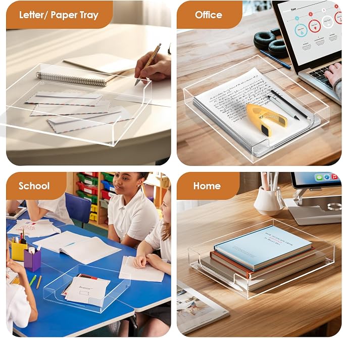 MaxGear Acrylic Letter Tray | Clear Desk Organizer - Image 7