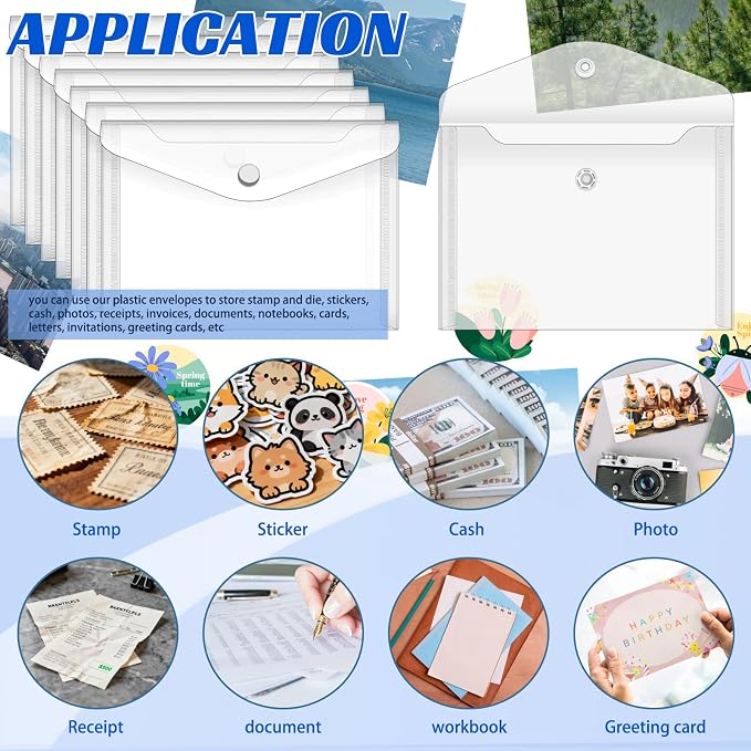 Vmiapxo 20 Pack Stamp and Die Storage Pockets, Reusable Small Plastic Envelopes - Image 4