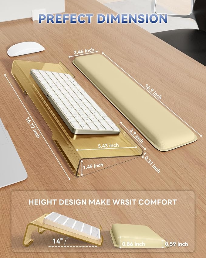 Laborio Computer Keyboard Wrist Rest, Keyboard Riser Stand - Image 3