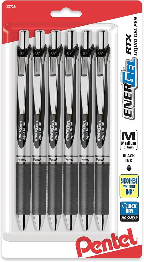 Pentel EnerGel RTX Retractable Liquid Gel Pen, Medium Line, Metal Tip by PentelofAmerica