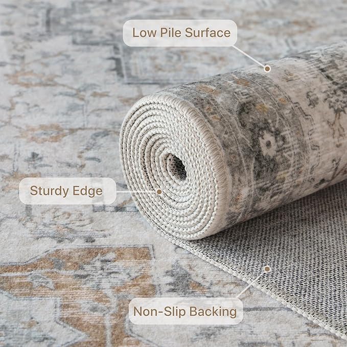GENIMO Runner Rug 2x12, Non Slip Vintage Hallway Runner Rugs, Low Pile - Image 4
