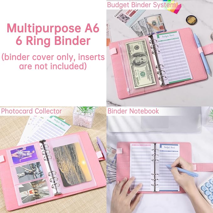 Antner A6 Notebook Binder Refillable 6 Ring Budget Binder Cover - Image 4