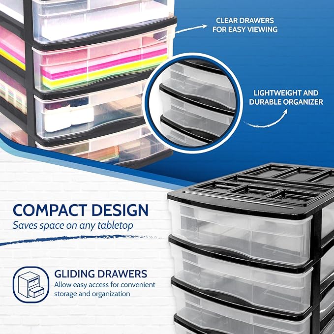 Gracious Living 4-Drawer Desktop and Countertop Storage Organizer Drawer Set - Image 6