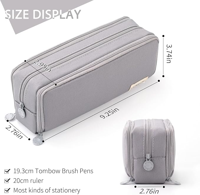 CICIMELON Large Capacity Pencil Case 3 Compartment Pouch Pen Bag - Image 5