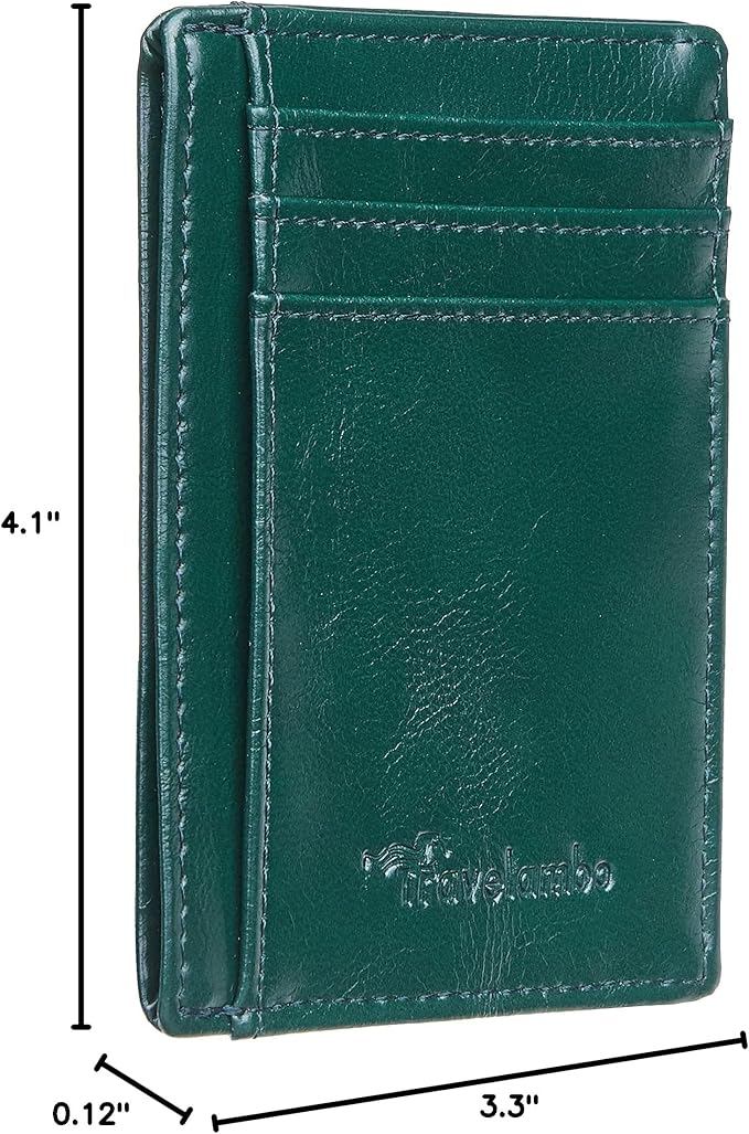 Travelambo Slim Wallet Front Pocket Minimalist Leather RFID Blocking Medium Size - Image 5