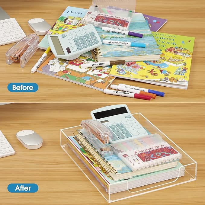 MaxGear Acrylic Letter Tray | Clear Desk Organizer - Image 6
